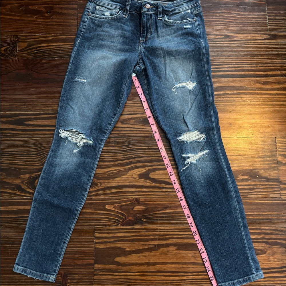Joe's Jeans Dark Blue Distressed Skinny Jeans High Rise